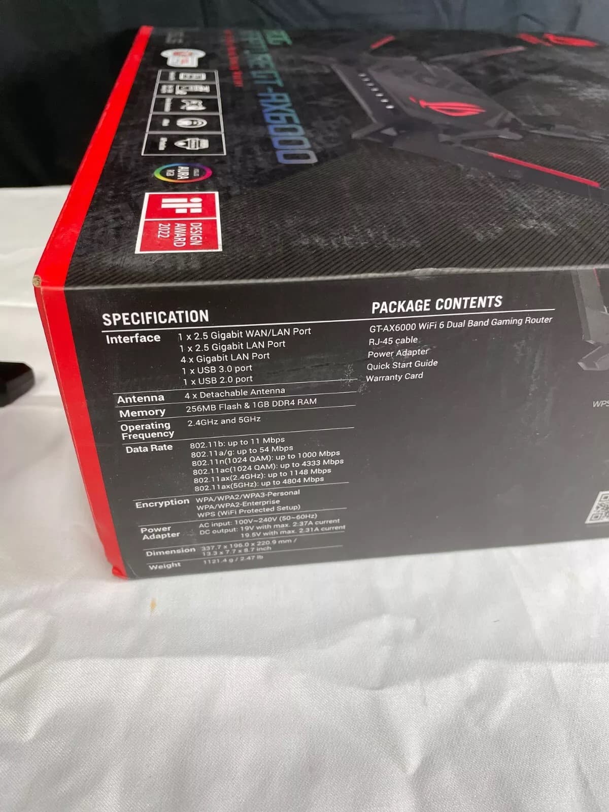 USED - Asus ROG Rapture GT-AX6000 Black Wireless WiFi 6 Dual Band Gaming Router thumbnail 2